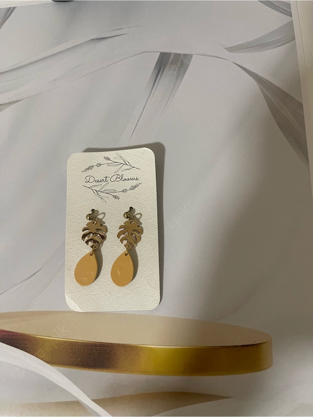 Mustard Yellow Leaf Drop Earrings